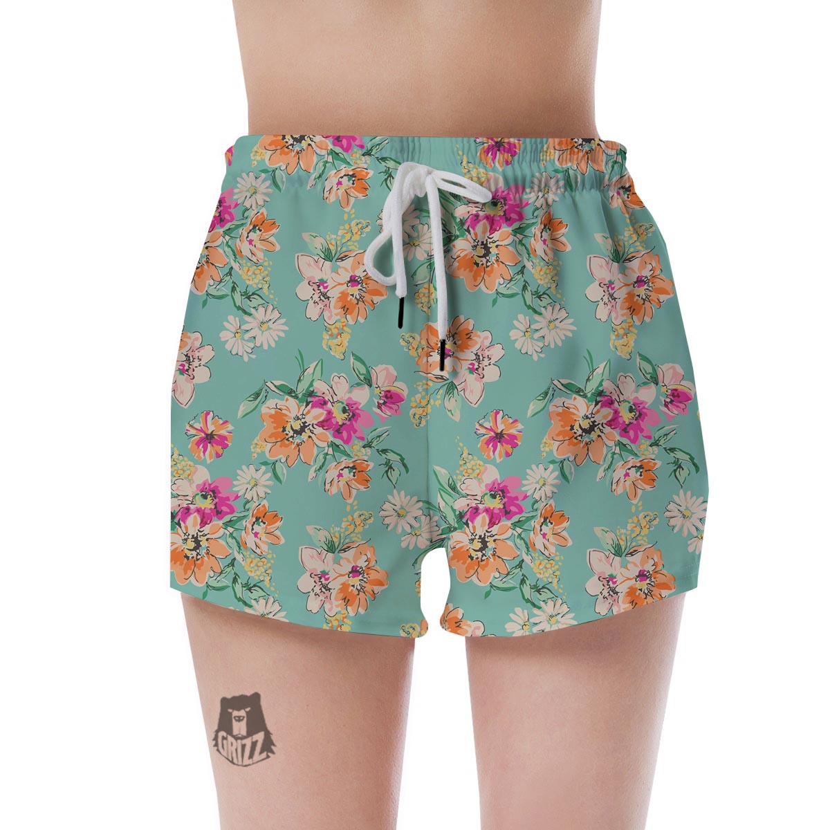 Vintage Pastel Floral Print Women's Shorts-grizzshop