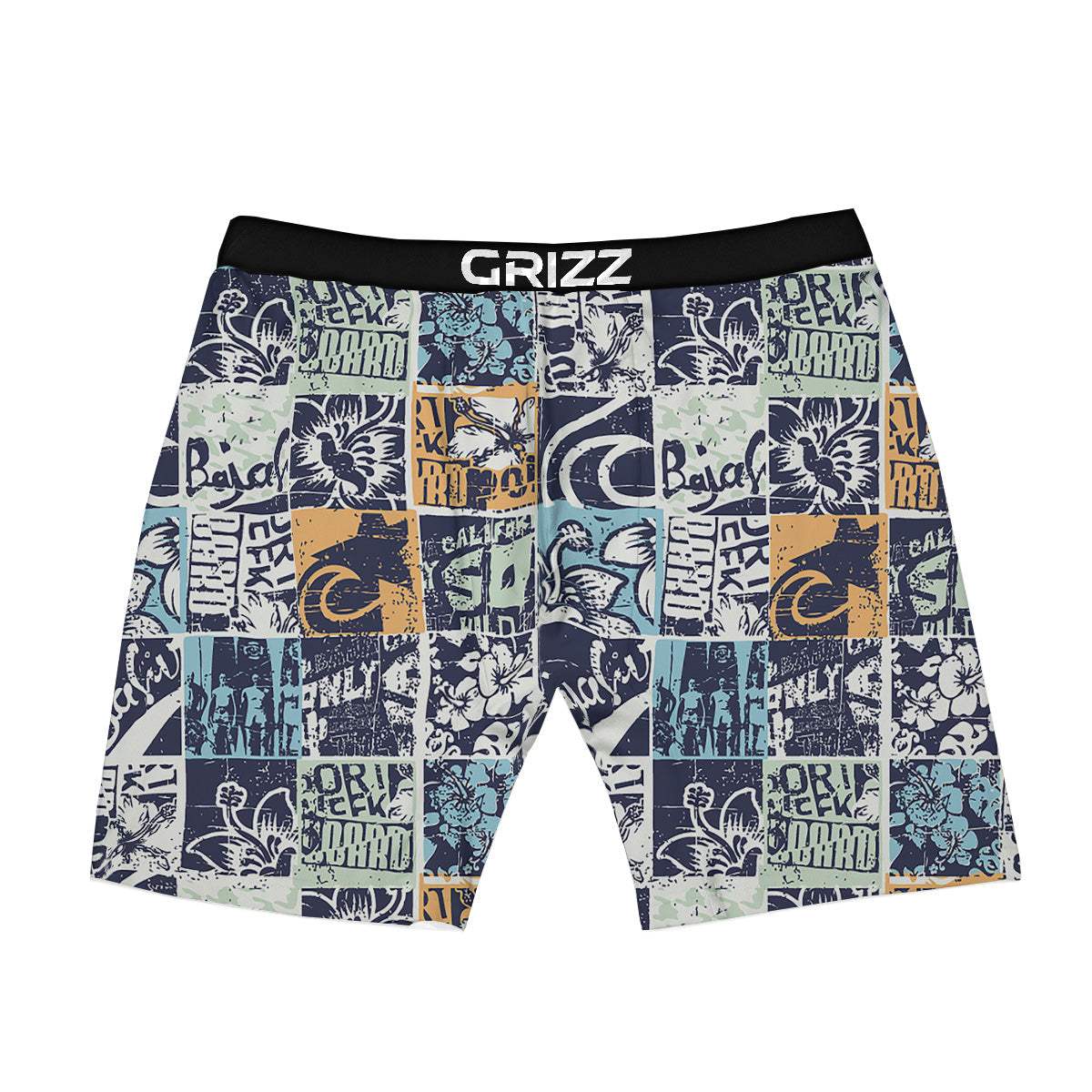 Vintage Patchwork Surfing Print Pattern Boxer Briefs-grizzshop