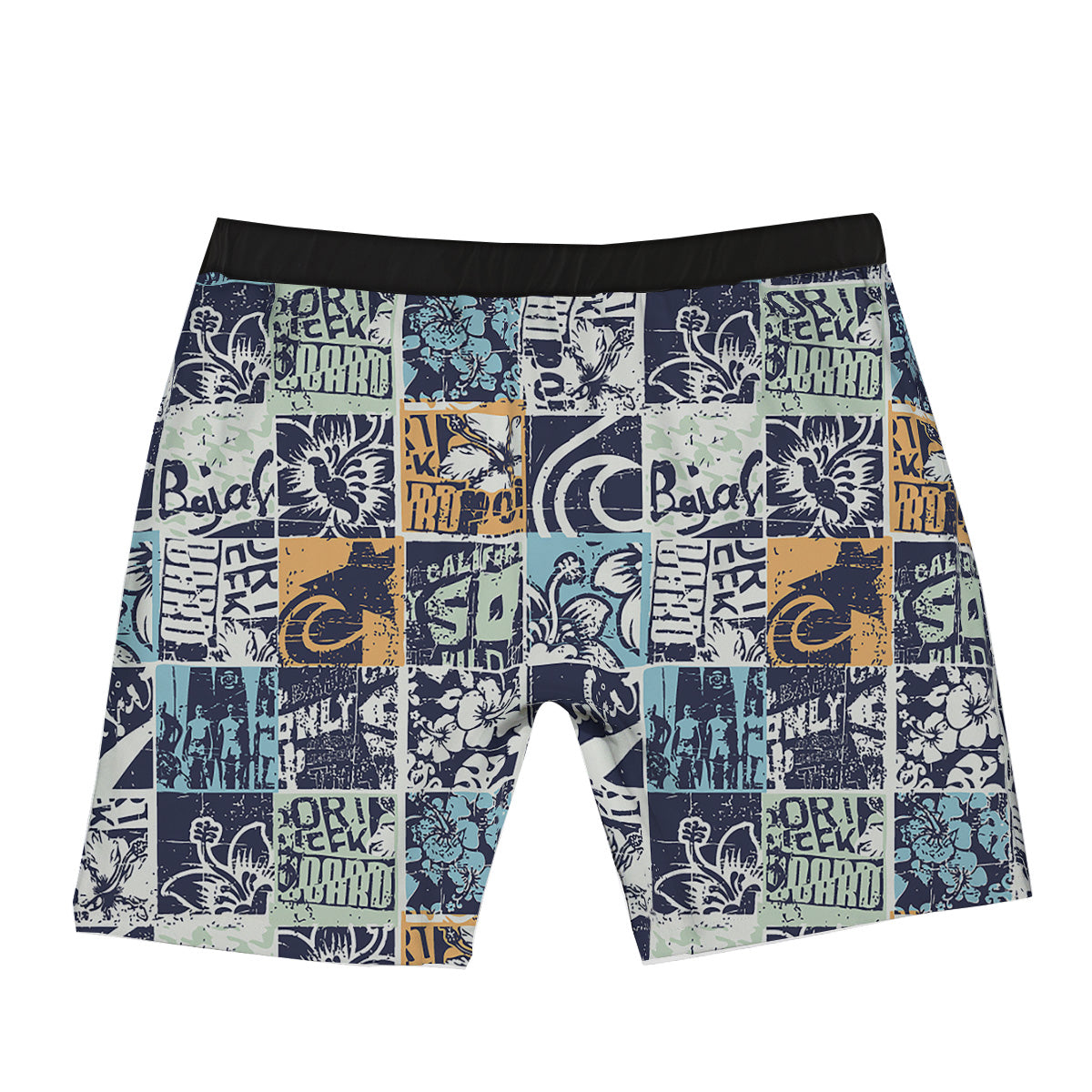 Vintage Patchwork Surfing Print Pattern Boxer Briefs-grizzshop