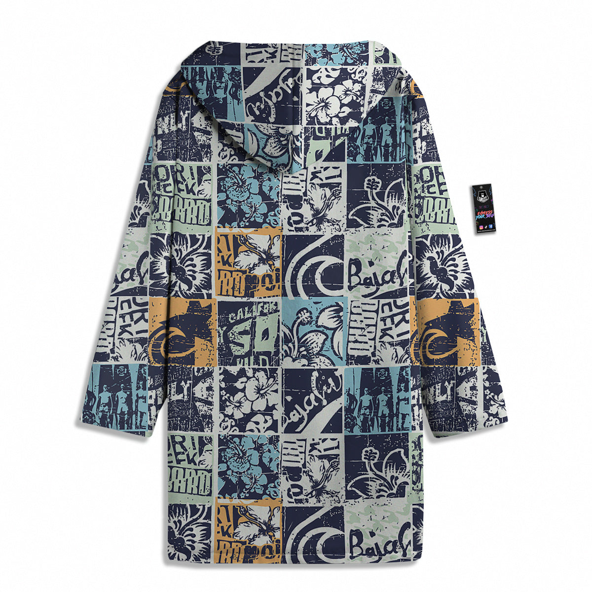 Vintage Patchwork Surfing Print Pattern Men's Windbreaker Jacket-grizzshop
