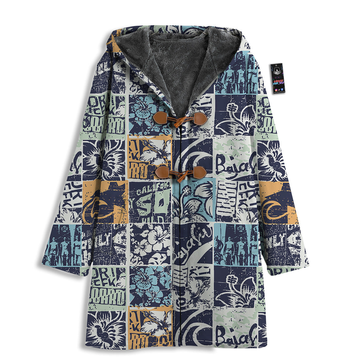 Vintage Patchwork Surfing Print Pattern Men's Windbreaker Jacket-grizzshop