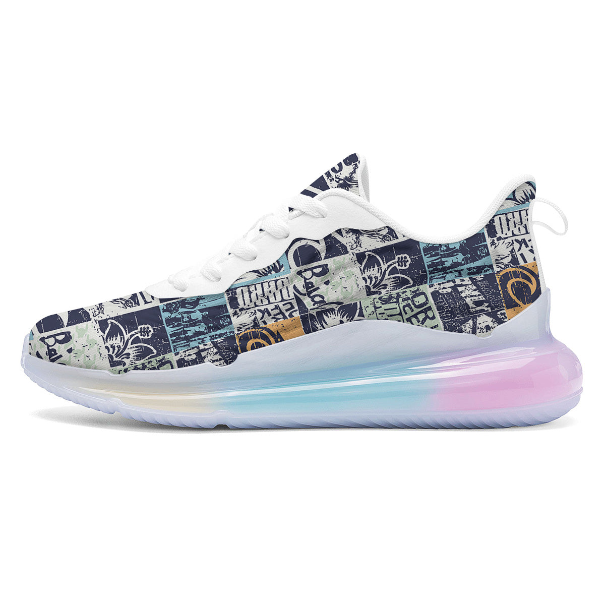 Vintage Patchwork Surfing Print Pattern Running Sneakers-grizzshop