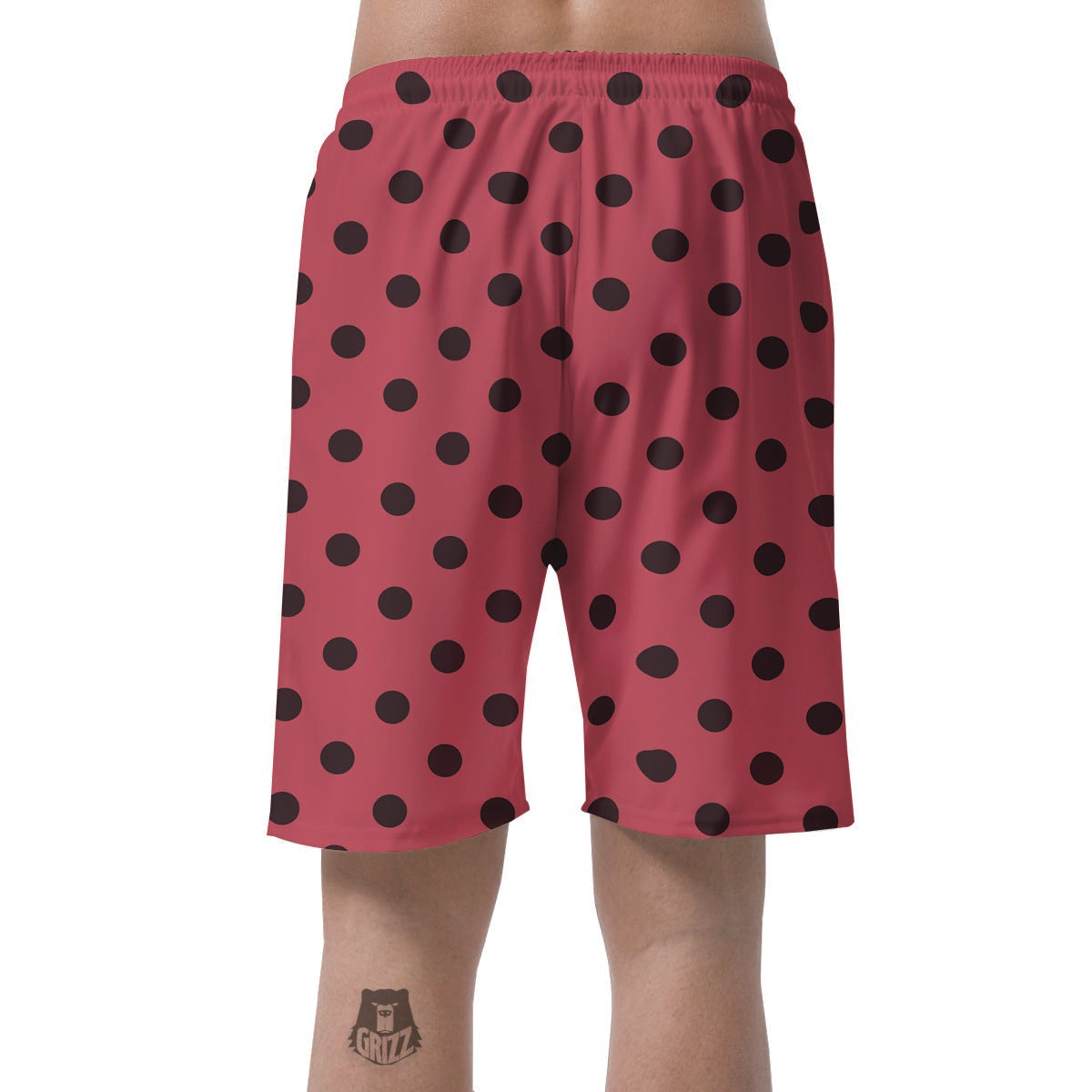 Vintage Pink And Black Polka Dot Men's Shorts-grizzshop
