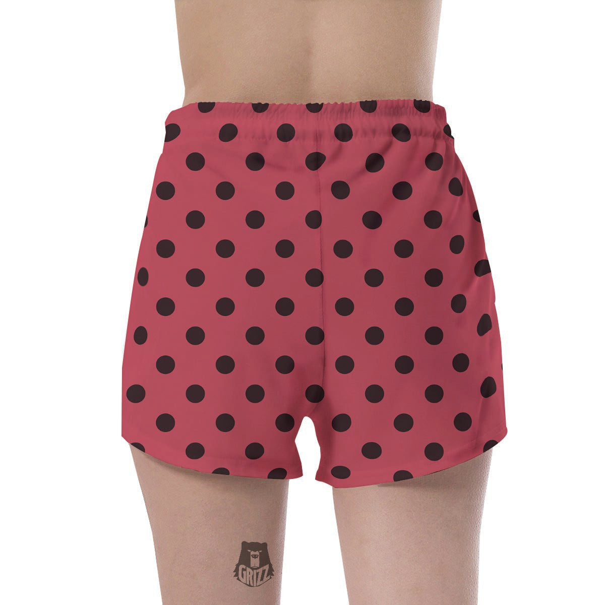 Vintage Pink And Black Polka Dot Women's Shorts-grizzshop