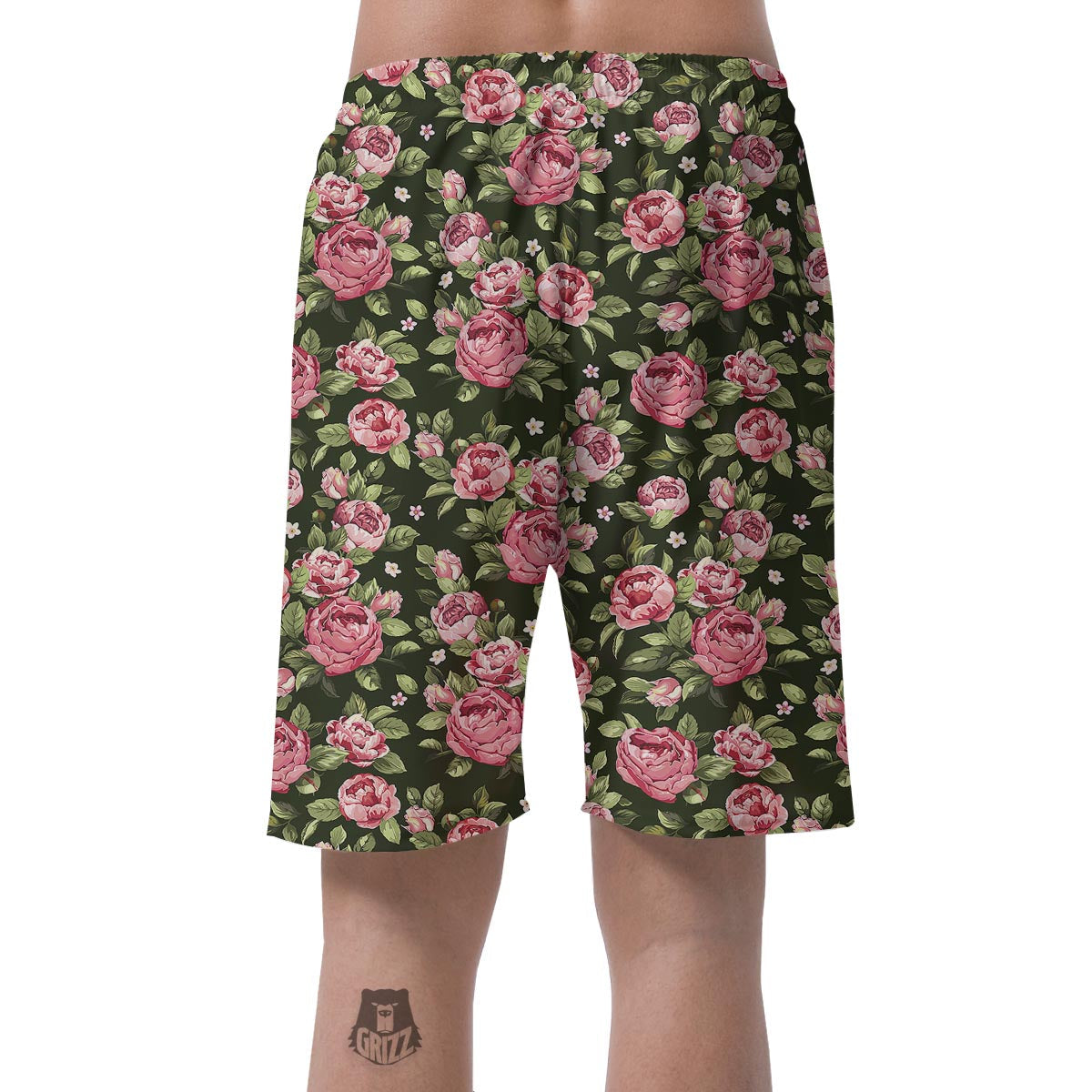Vintage Pink Rose Floral Print Men's Shorts-grizzshop