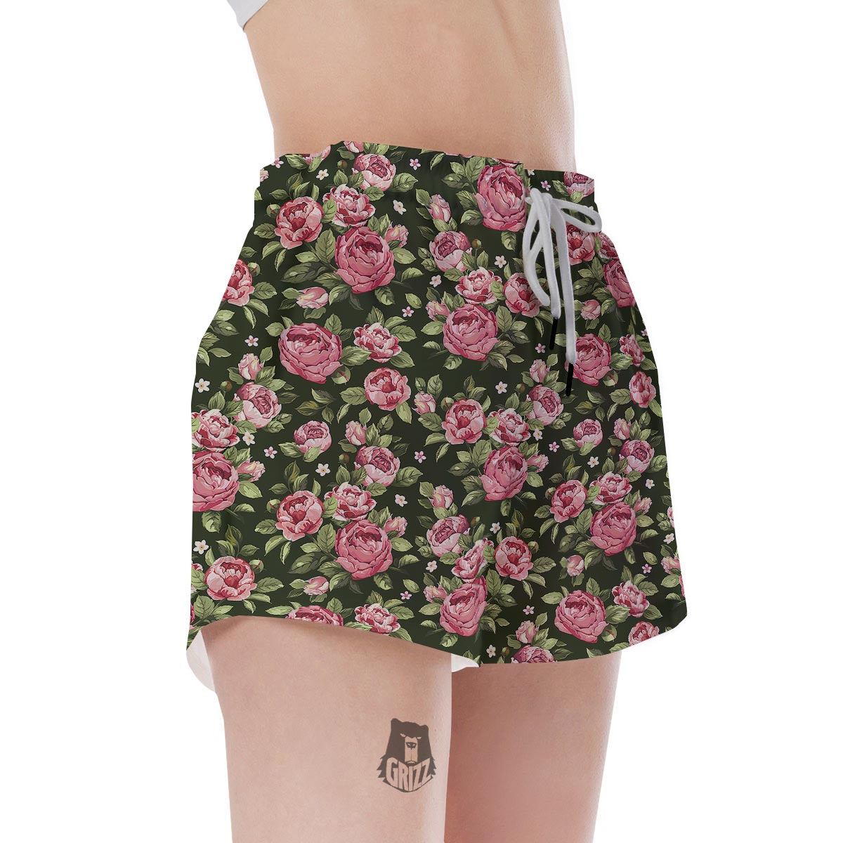 Vintage Pink Rose Floral Print Women's Shorts-grizzshop