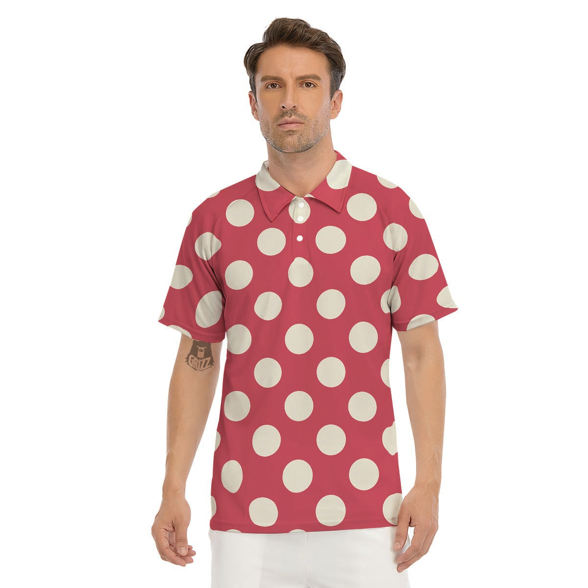 Vintage Red Polka Dot Men's Leggings