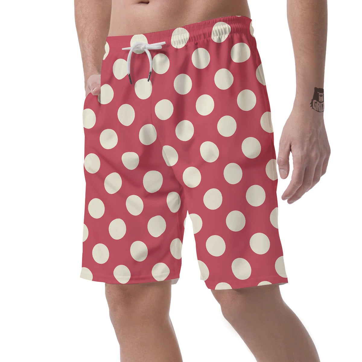 Vintage Red Polka Dot Men's Shorts-grizzshop
