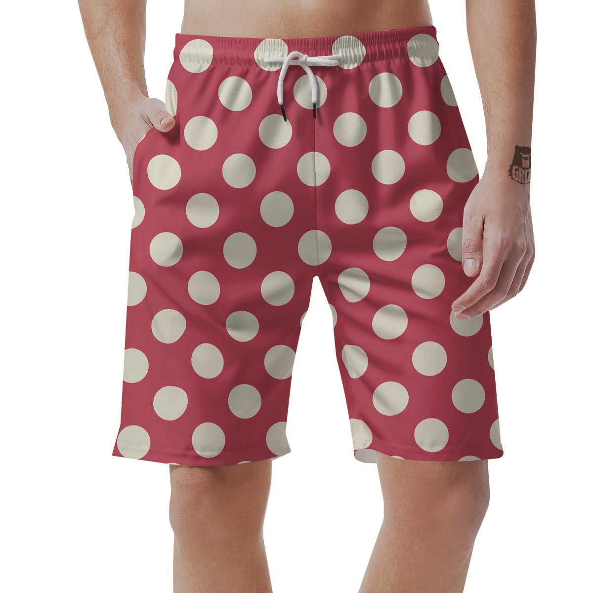 Vintage Red Polka Dot Muay Thai Boxing Shorts