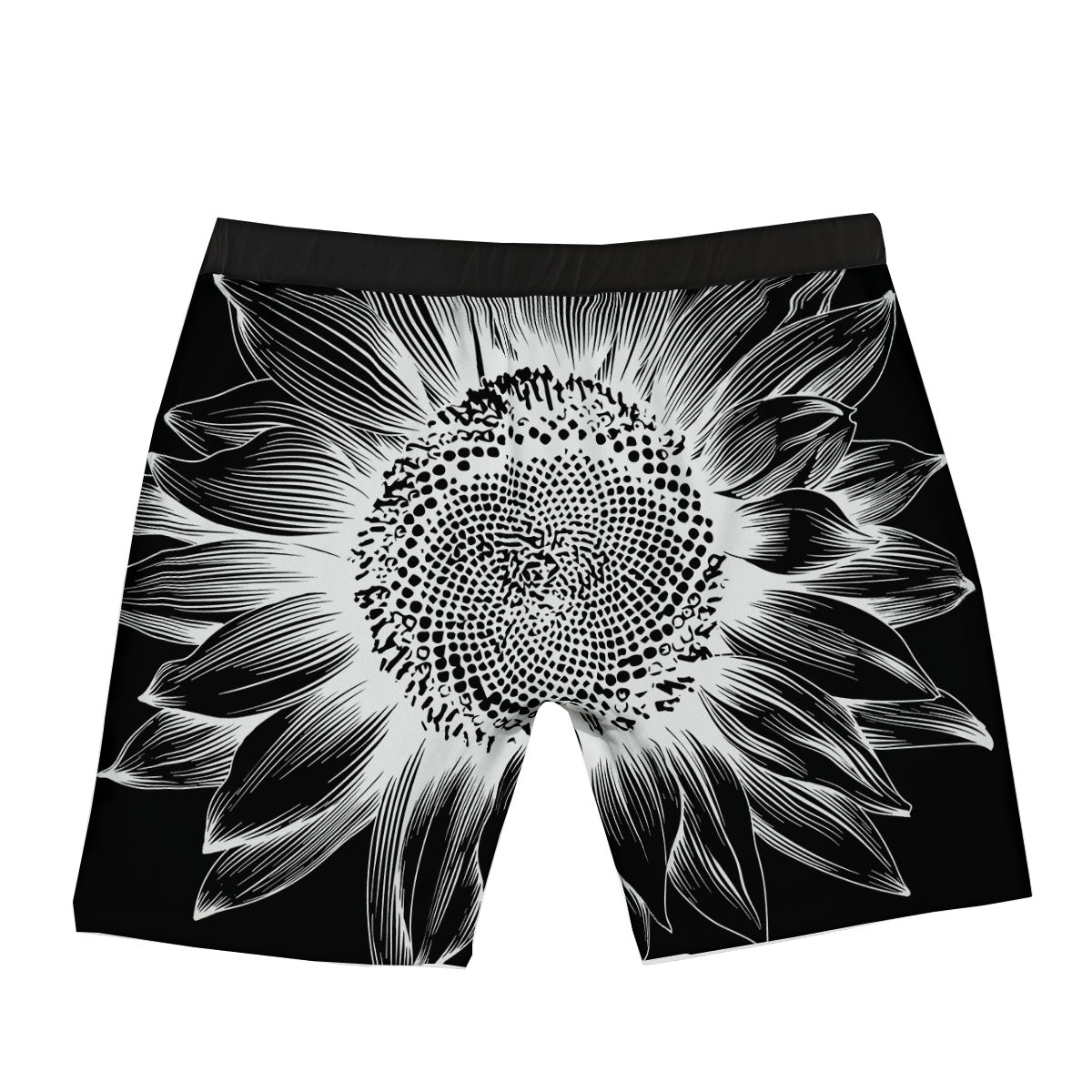 Vintage Sunflower White And Black Print Boxer Briefs-grizzshop