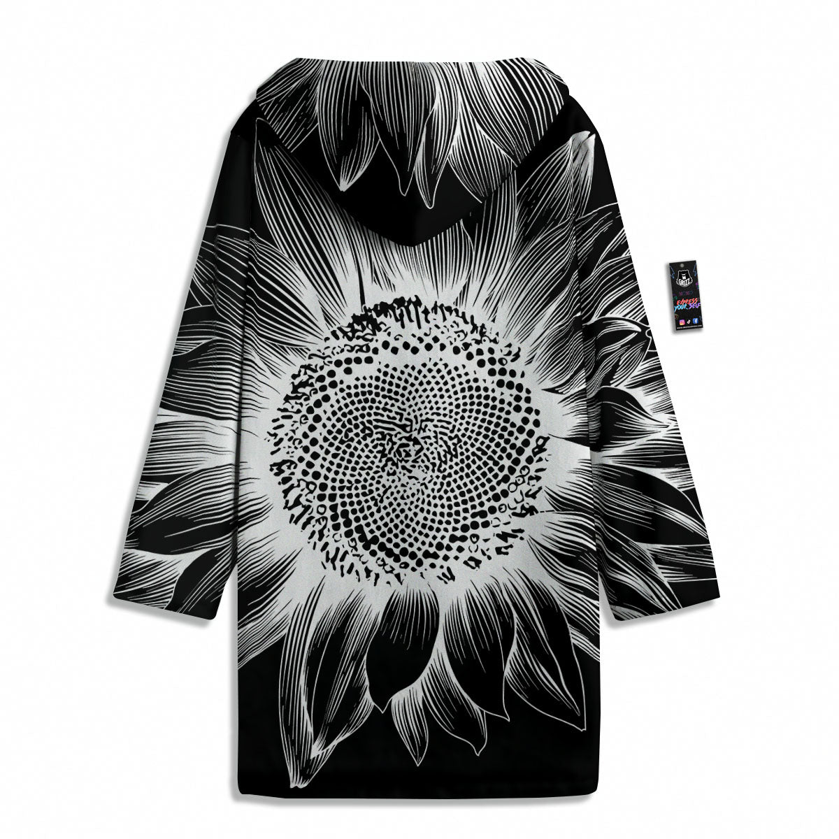 Vintage Sunflower White And Black Print Men's Windbreaker Jacket-grizzshop