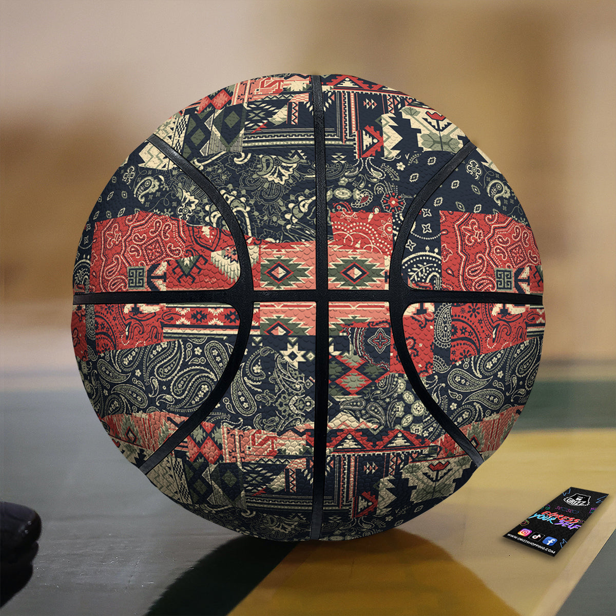 Vintage Color Bandana Patchwork Abstract Print Pattern Basketball