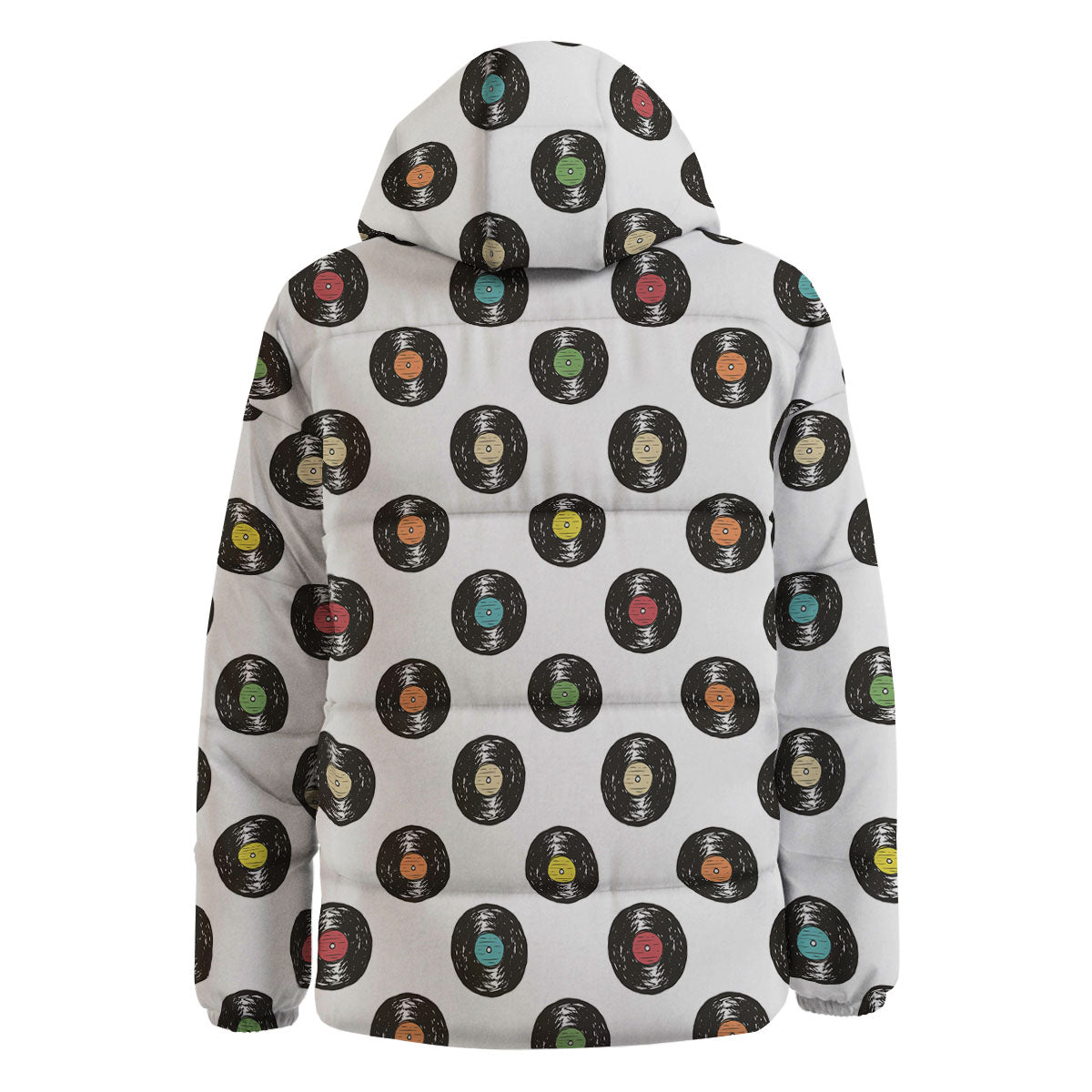Vinyl Record Hand Drawn Print Pattern Down Jacket-grizzshop