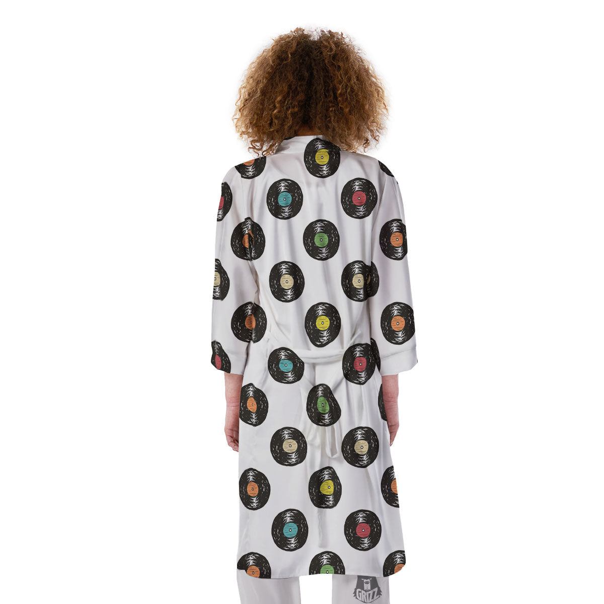 Vinyl Record Hand Drawn Print Pattern Kimono-grizzshop
