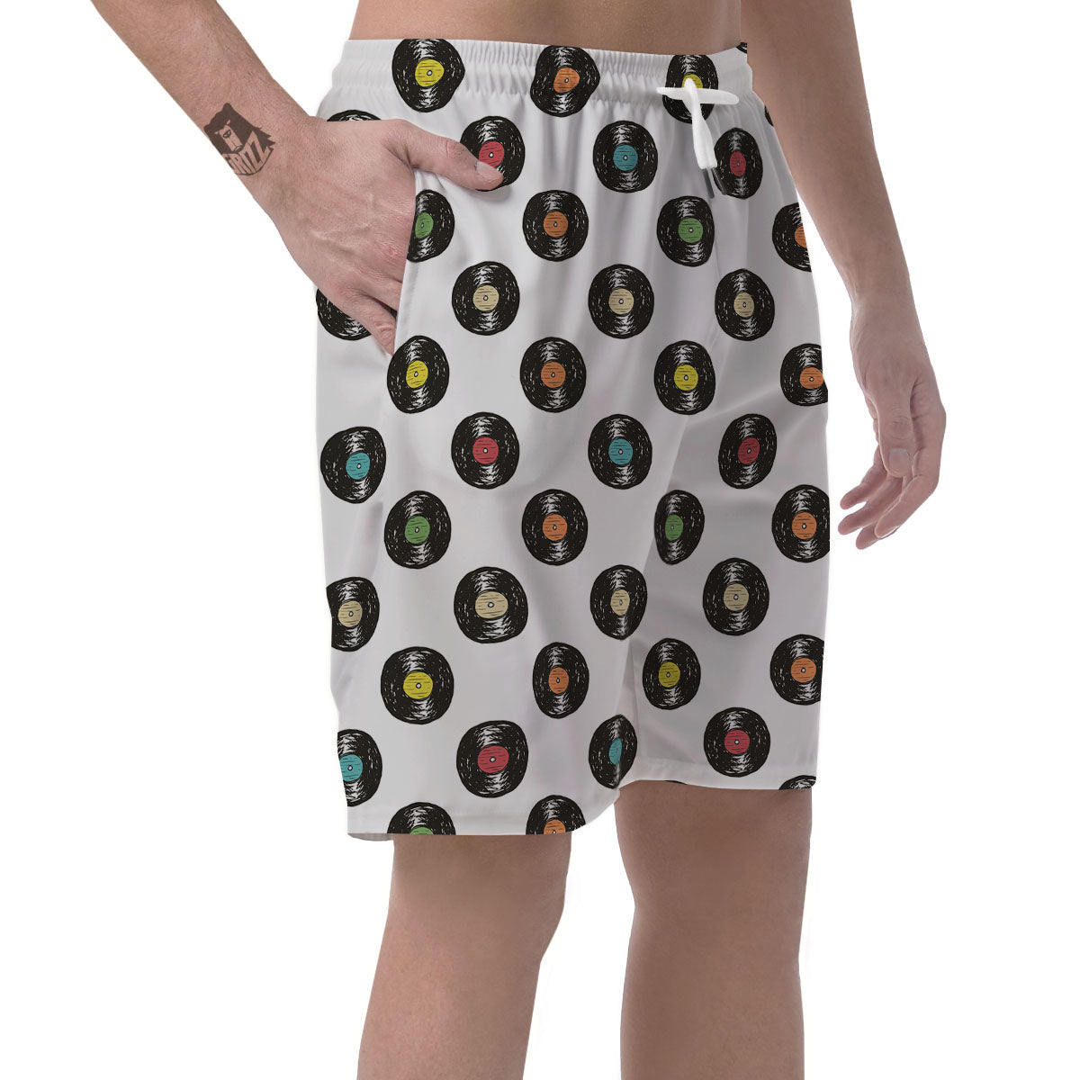 Vinyl Record Hand Drawn Print Pattern Men's Shorts-grizzshop