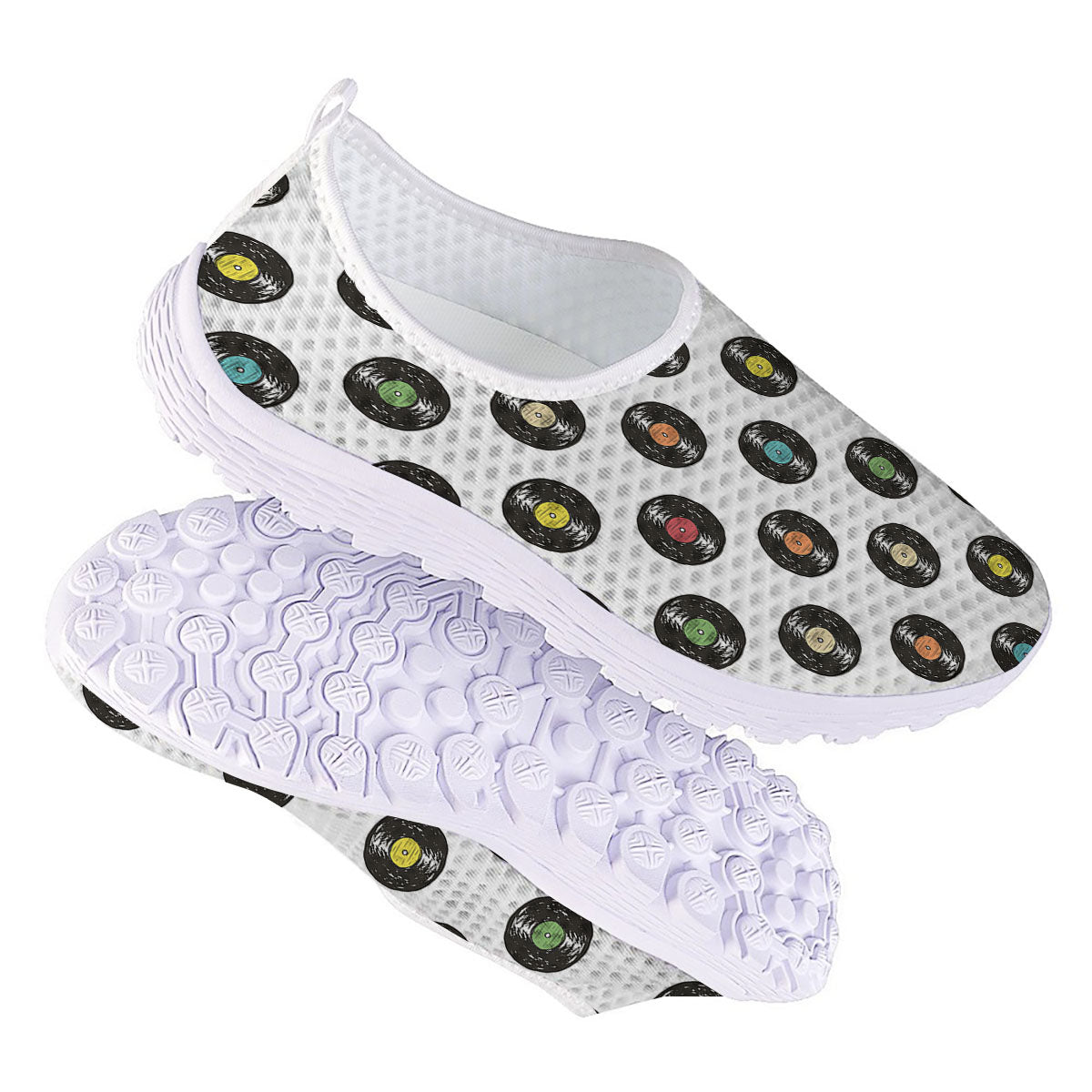 Vinyl Record Hand Drawn Print Pattern Nurse Shoes-grizzshop