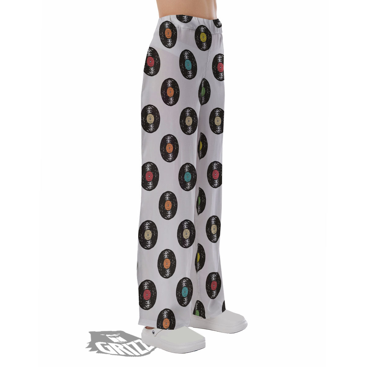 Vinyl Record Hand Drawn Print Pattern Pajama Pants-grizzshop