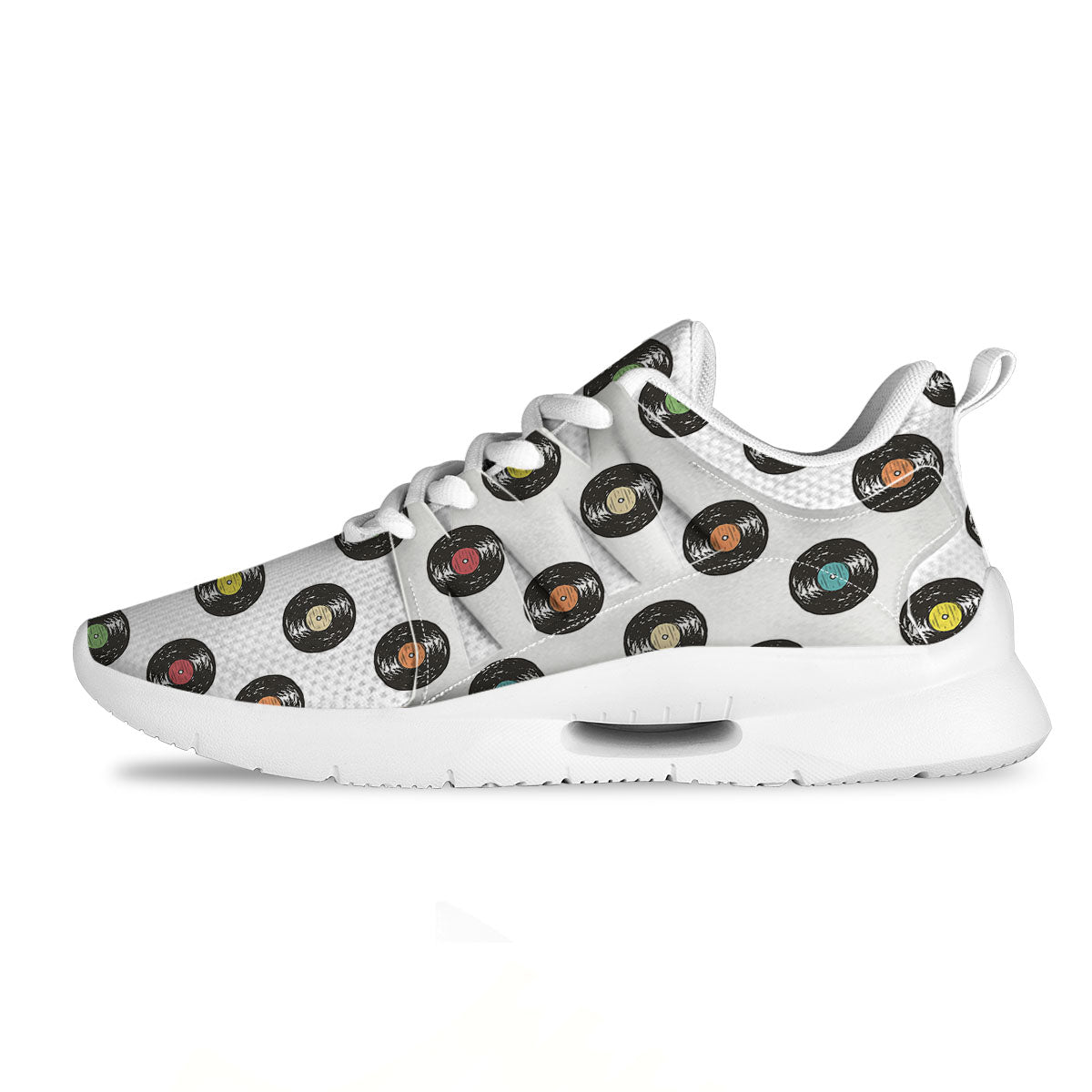 Vinyl Record Hand Drawn Print Pattern Tennis Shoes-grizzshop