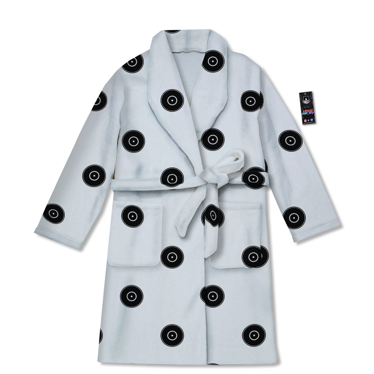 Vinyl White And Black Print Pattern Bathrobe-grizzshop