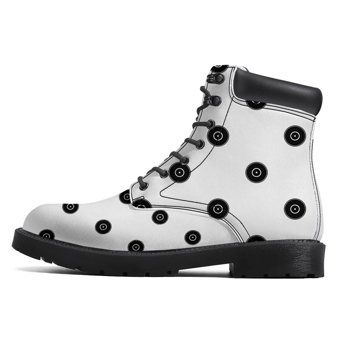 Vinyl White And Black Print Pattern Boots-grizzshop