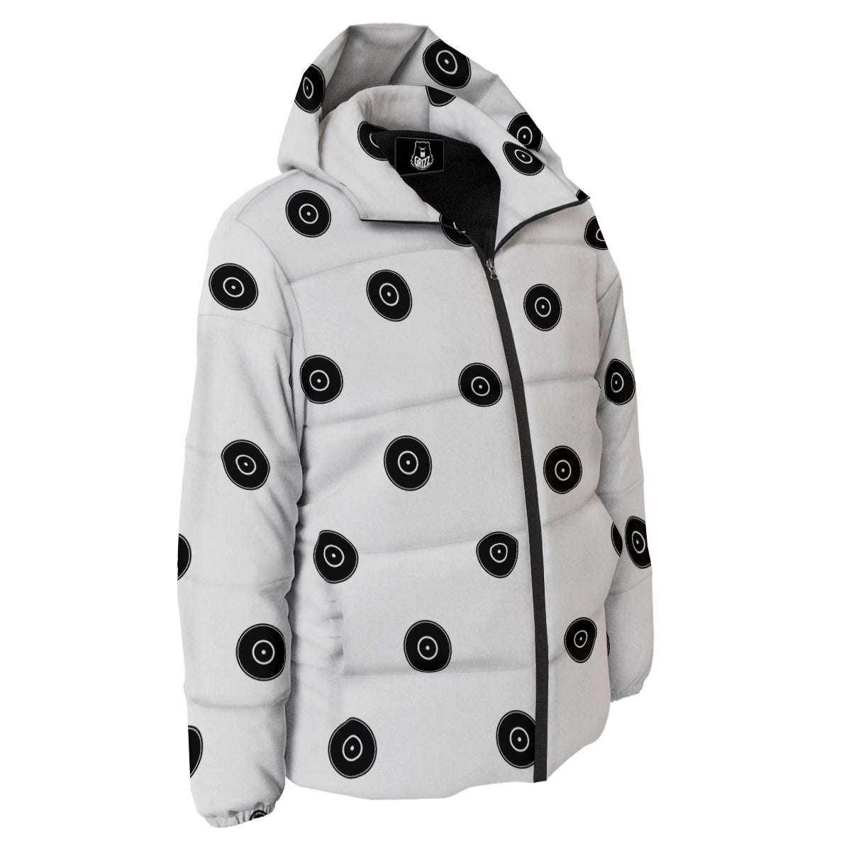 Vinyl White And Black Print Pattern Down Jacket-grizzshop