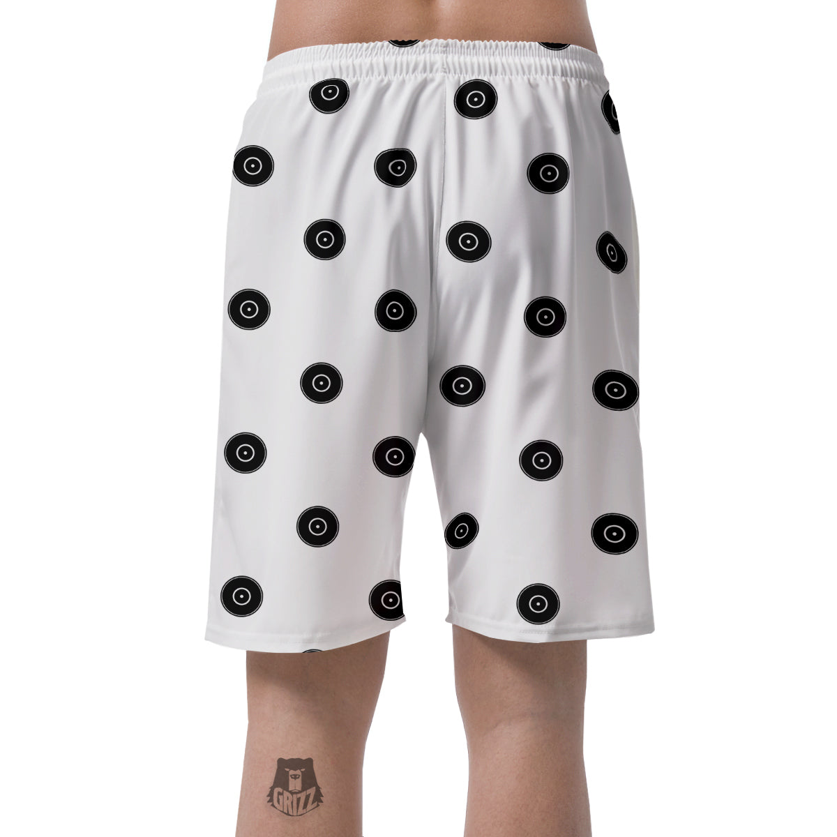 Vinyl White And Black Print Pattern Men's Shorts-grizzshop