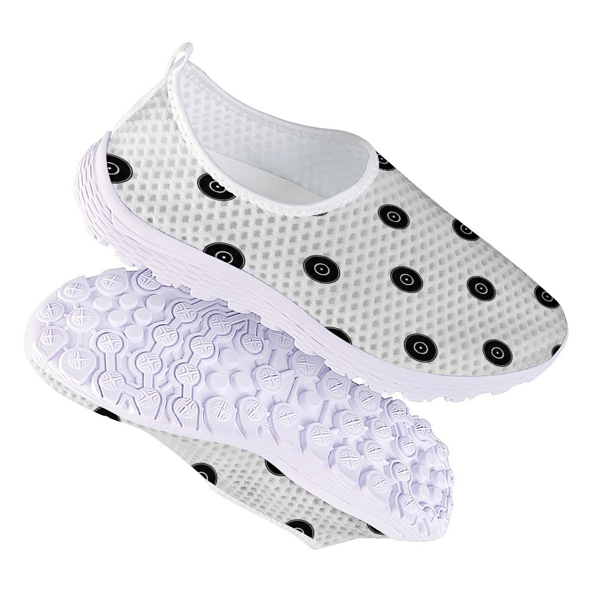 Vinyl White And Black Print Pattern Nurse Shoes-grizzshop