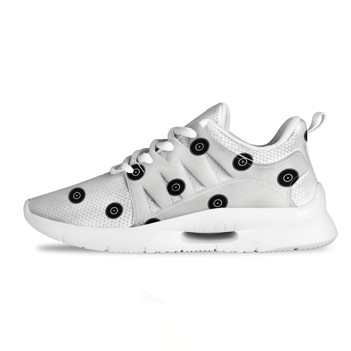Vinyl White And Black Print Pattern Tennis Shoes-grizzshop