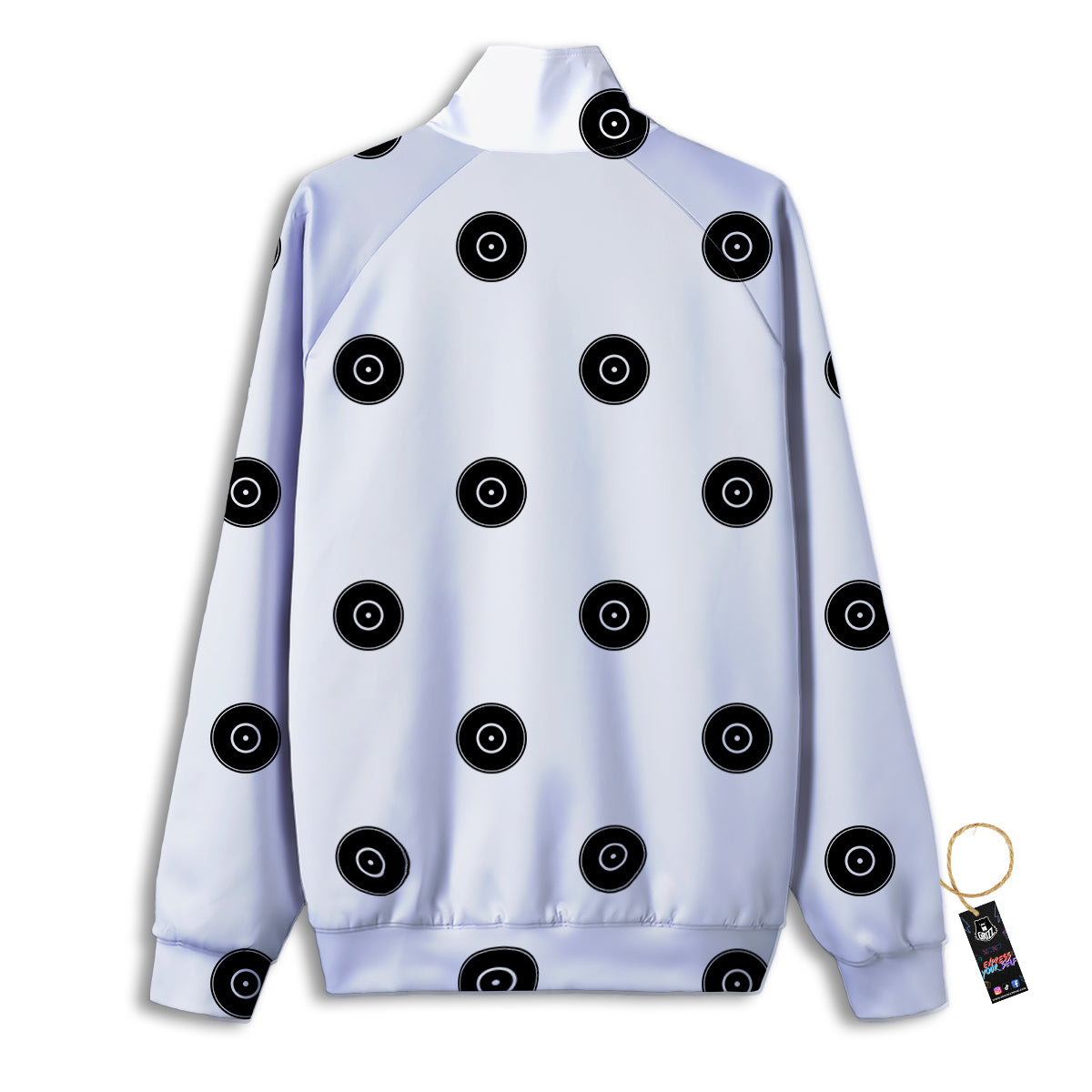 Vinyl White And Black Print Pattern Track Jacket-grizzshop
