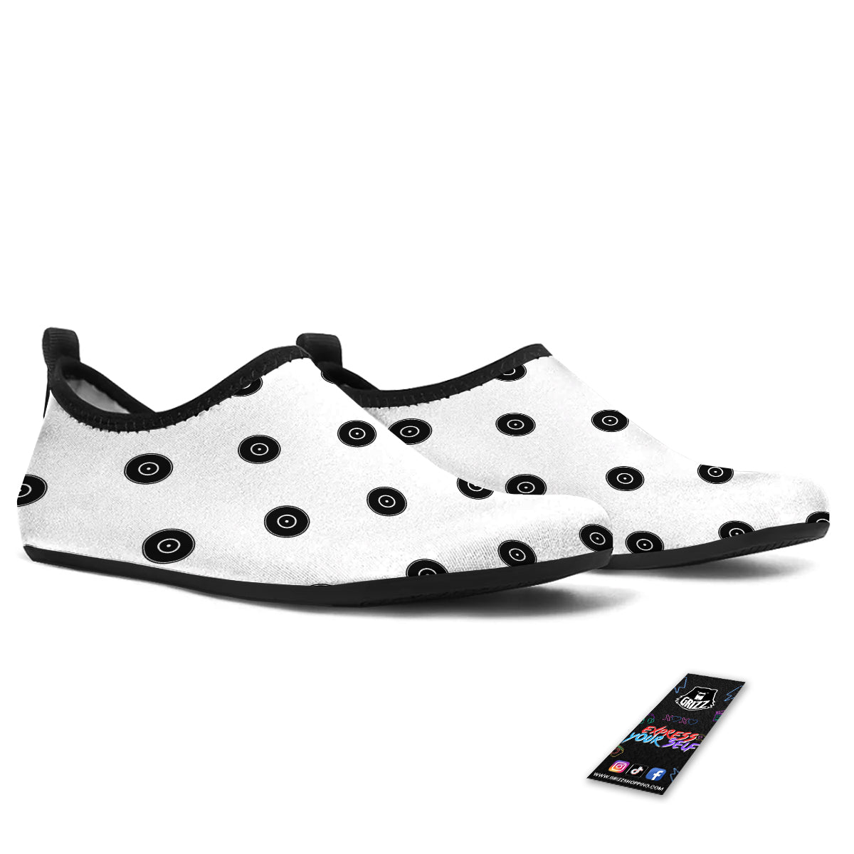 Vinyl White And Black Print Pattern Water Shoes-grizzshop