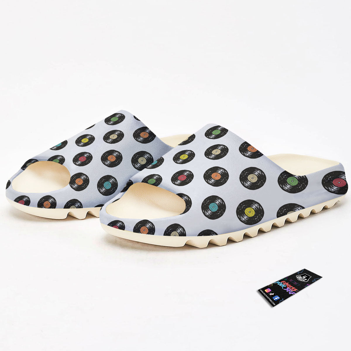 Vinyl Record Hand Drawn Print Pattern Sandals-grizzshop