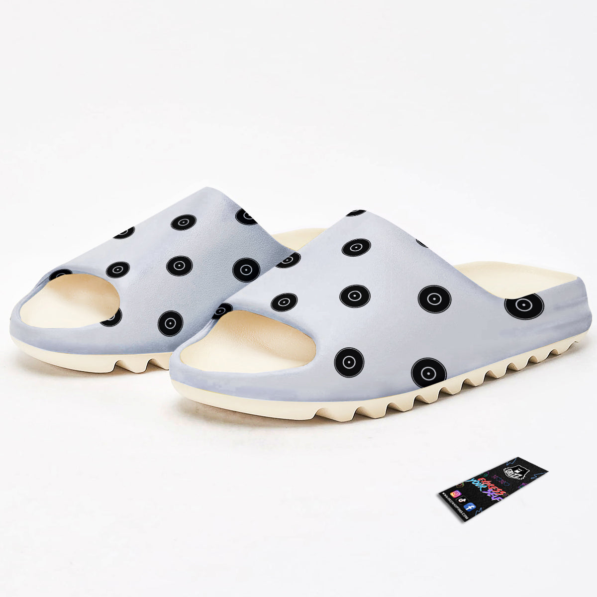 Vinyl White And Black Print Pattern Sandals-grizzshop
