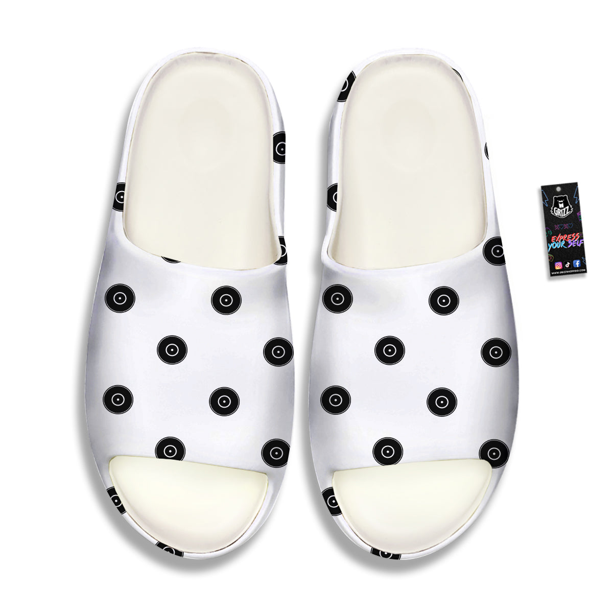 Vinyl White And Black Print Pattern Sandals-grizzshop
