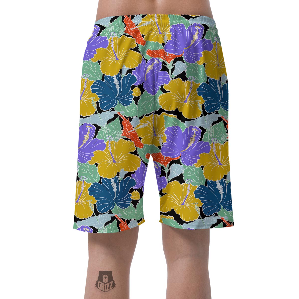 Violet Hibiscus Flower Hawaiian Print Men's Shorts-grizzshop
