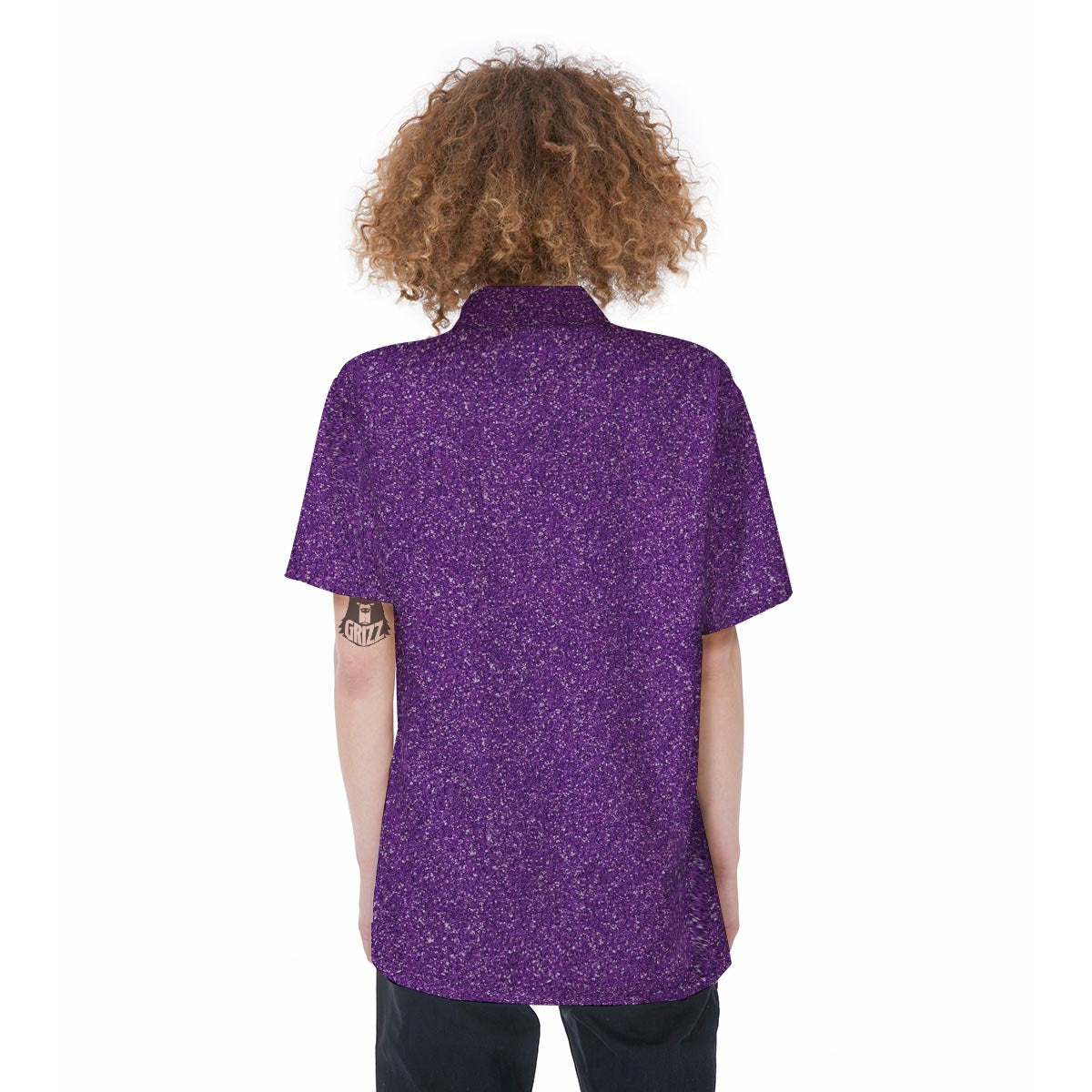 Violet Purple Glitter Artwork Print Women's Short Sleeve Shirts-grizzshop