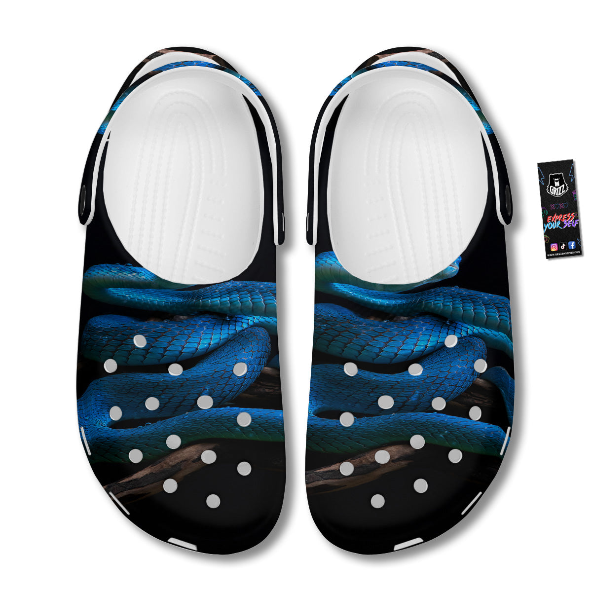 Viper Snake Blue Pit Print Clog-grizzshop