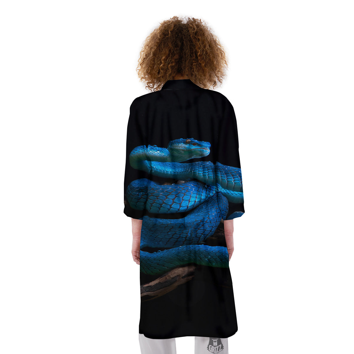 Viper Snake Blue Pit Print Kimono-grizzshop