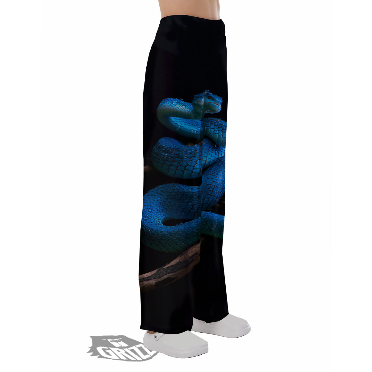 Viper Snake Blue Pit Print Pajama Pants-grizzshop