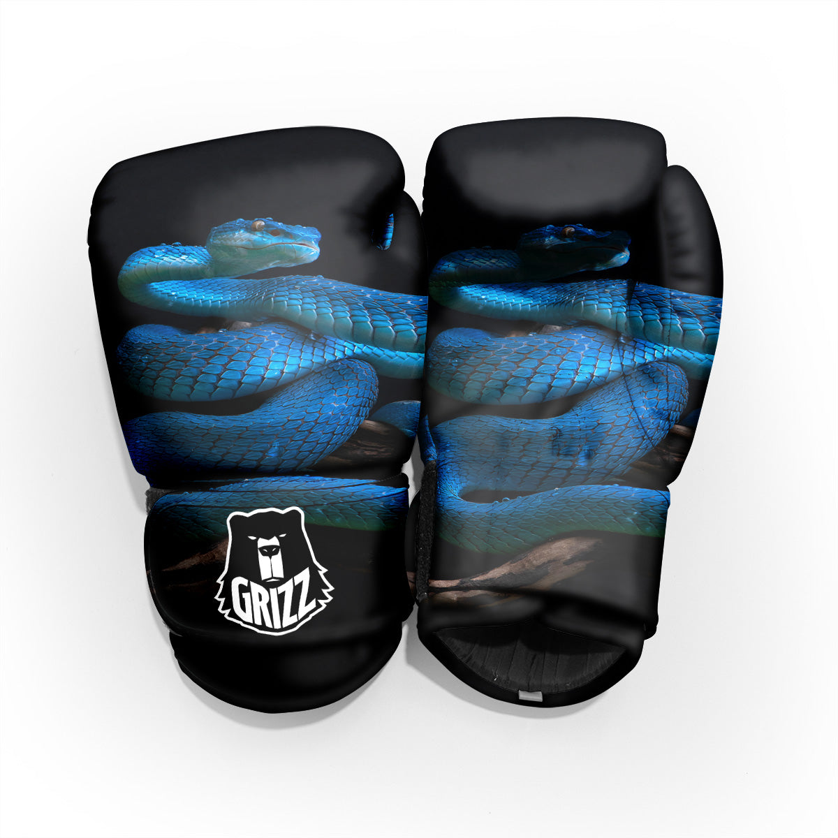 Viper Snake Blue Pit Print Pro Boxing Glove