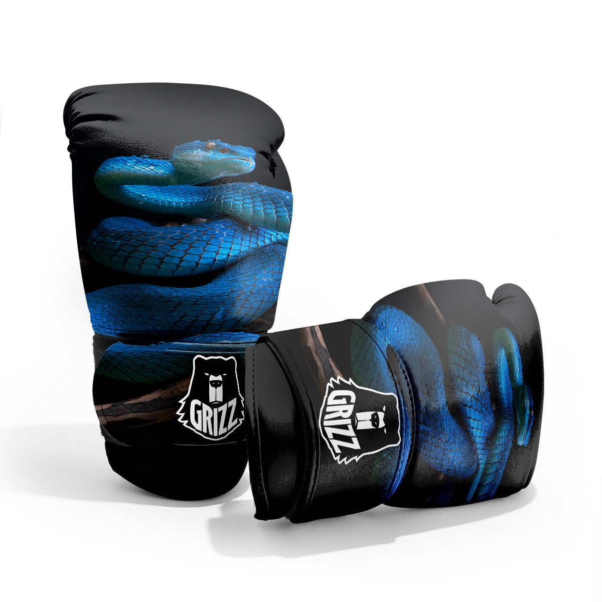 Viper Snake Blue Pit Print Pro Boxing Glove