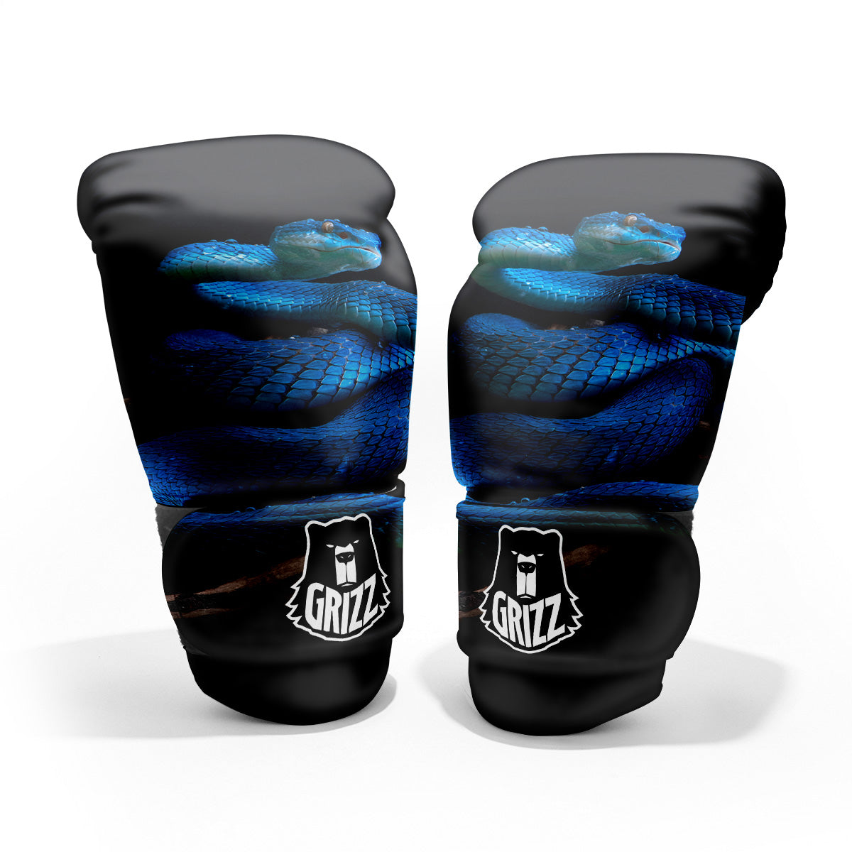 Viper Snake Blue Pit Print Pro Boxing Glove