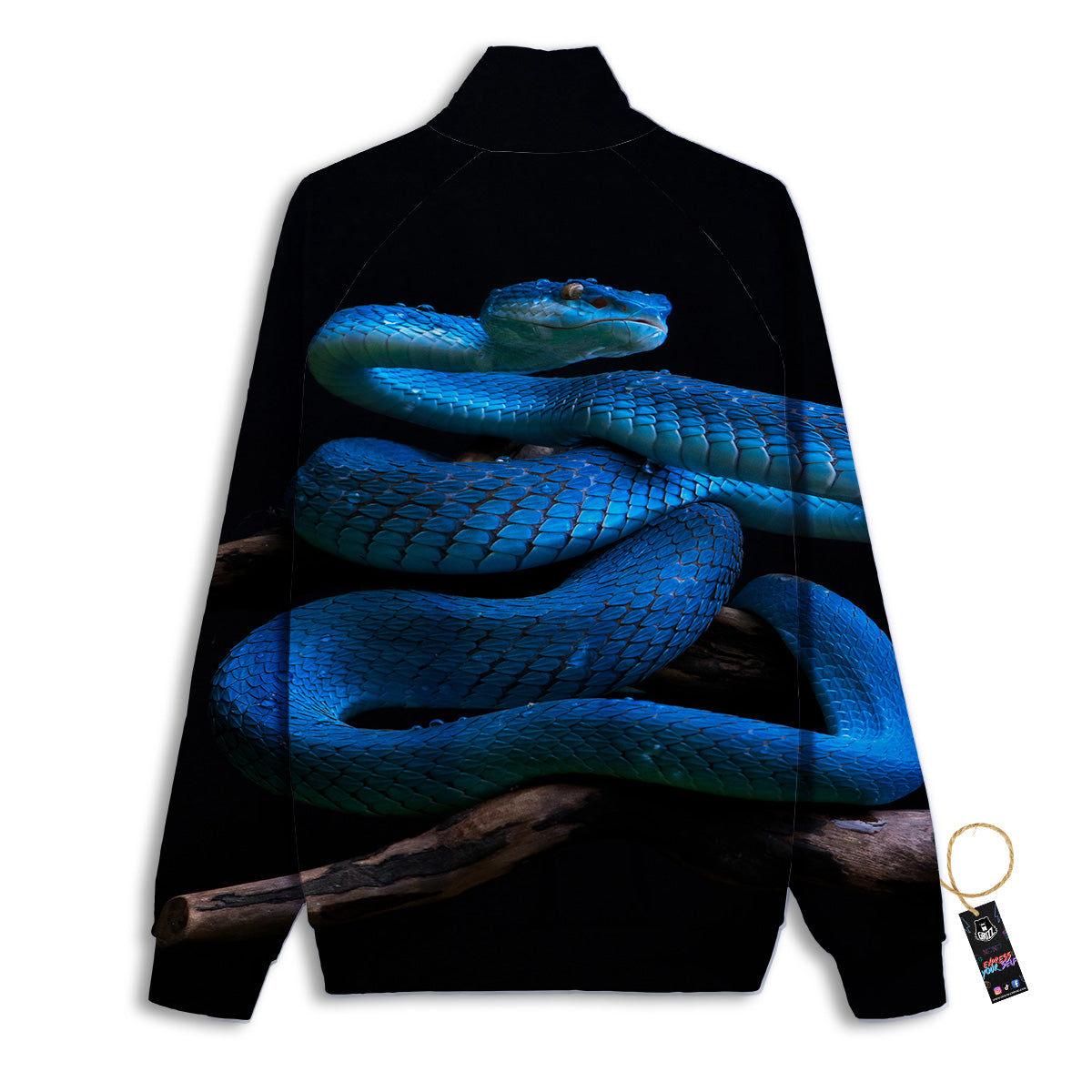 Viper Snake Blue Pit Print Track Jacket-grizzshop