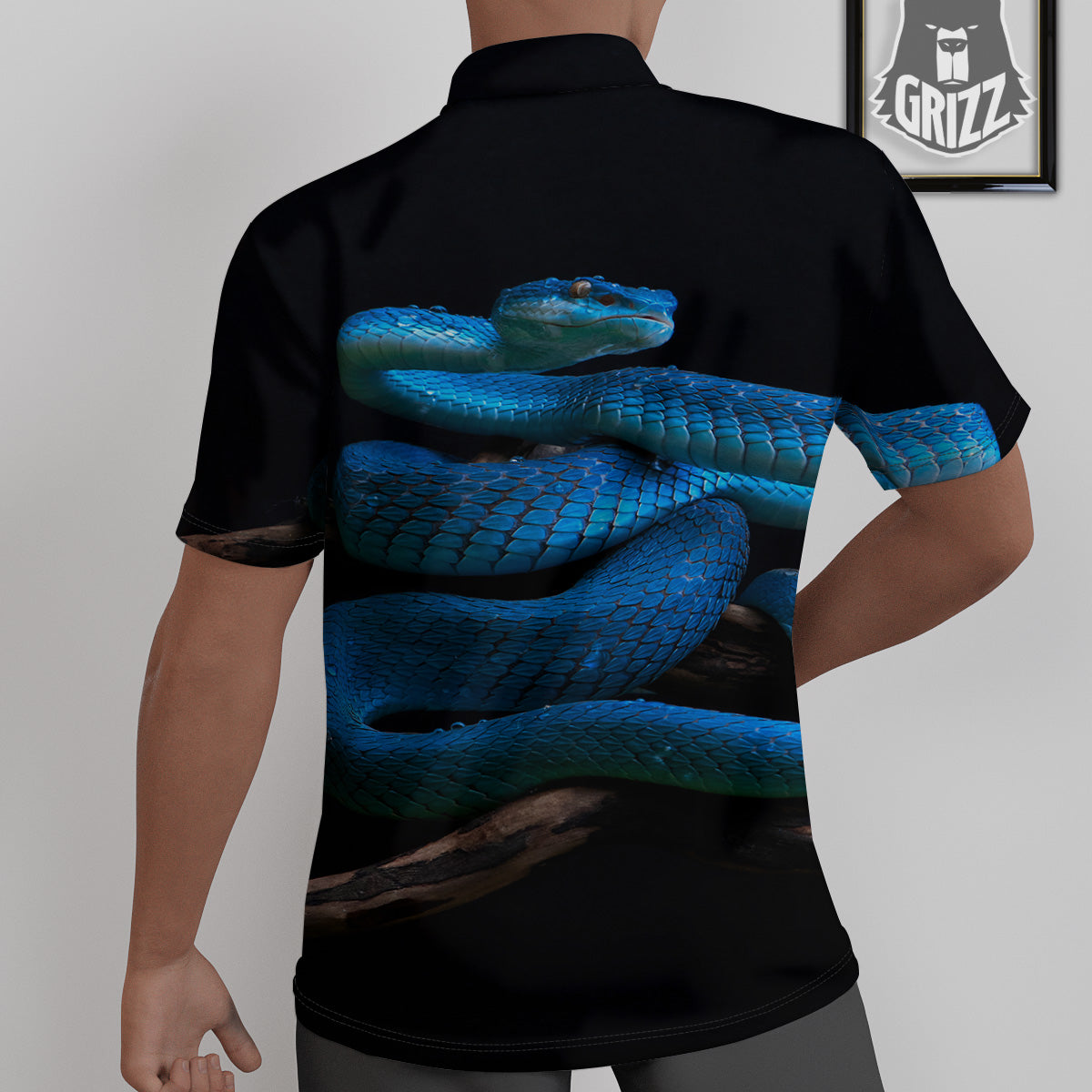 Viper Snake Blue Pit Print Untucked Shirts-grizzshop
