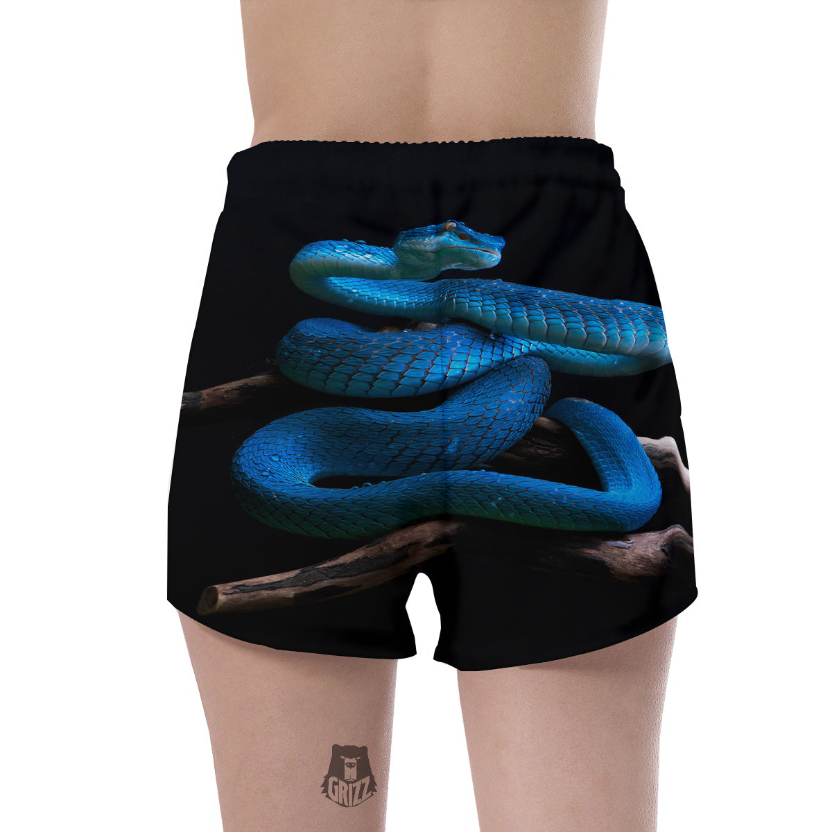 Viper Snake Blue Pit Print Women's Shorts-grizzshop