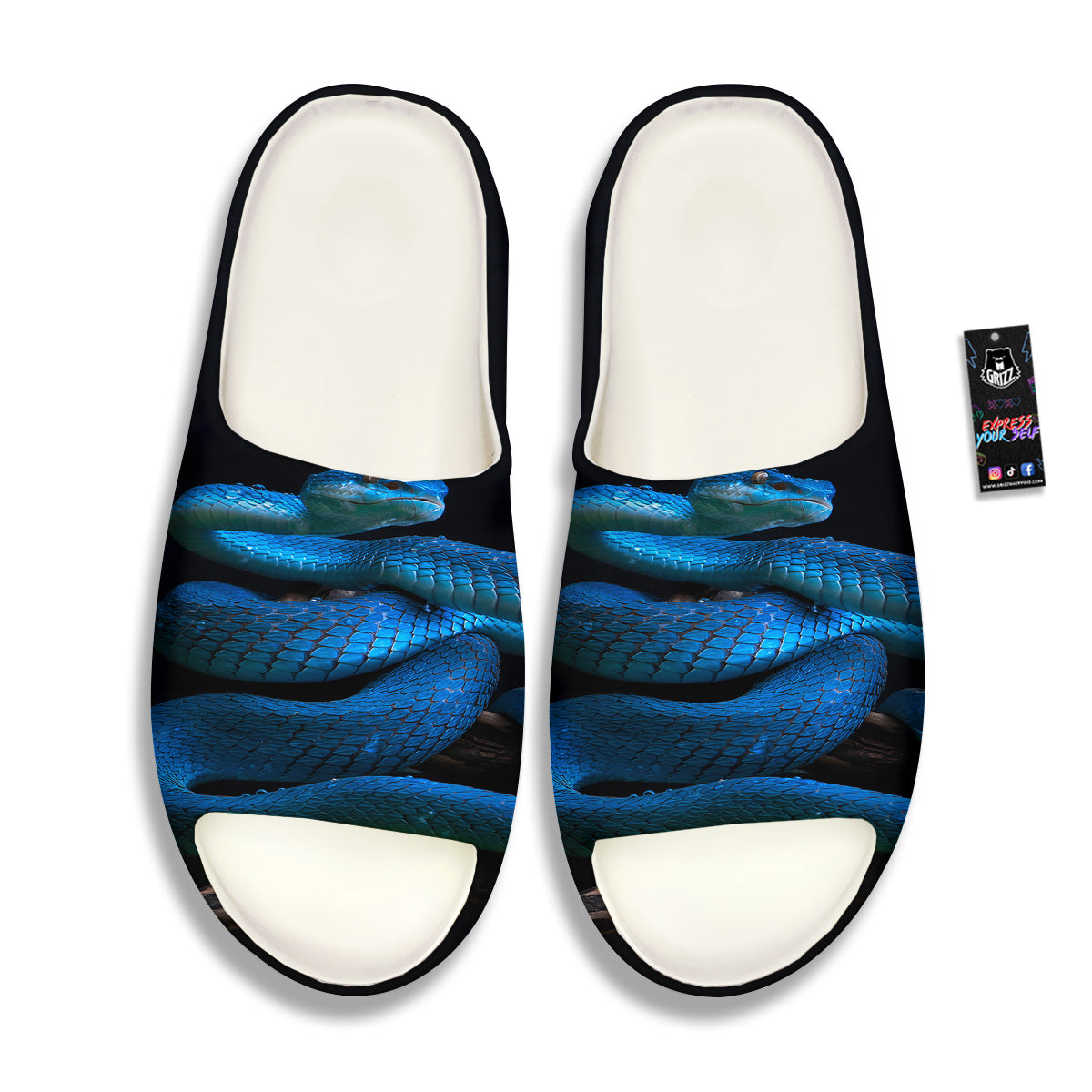 Viper Snake Blue Pit Print Sandals-grizzshop