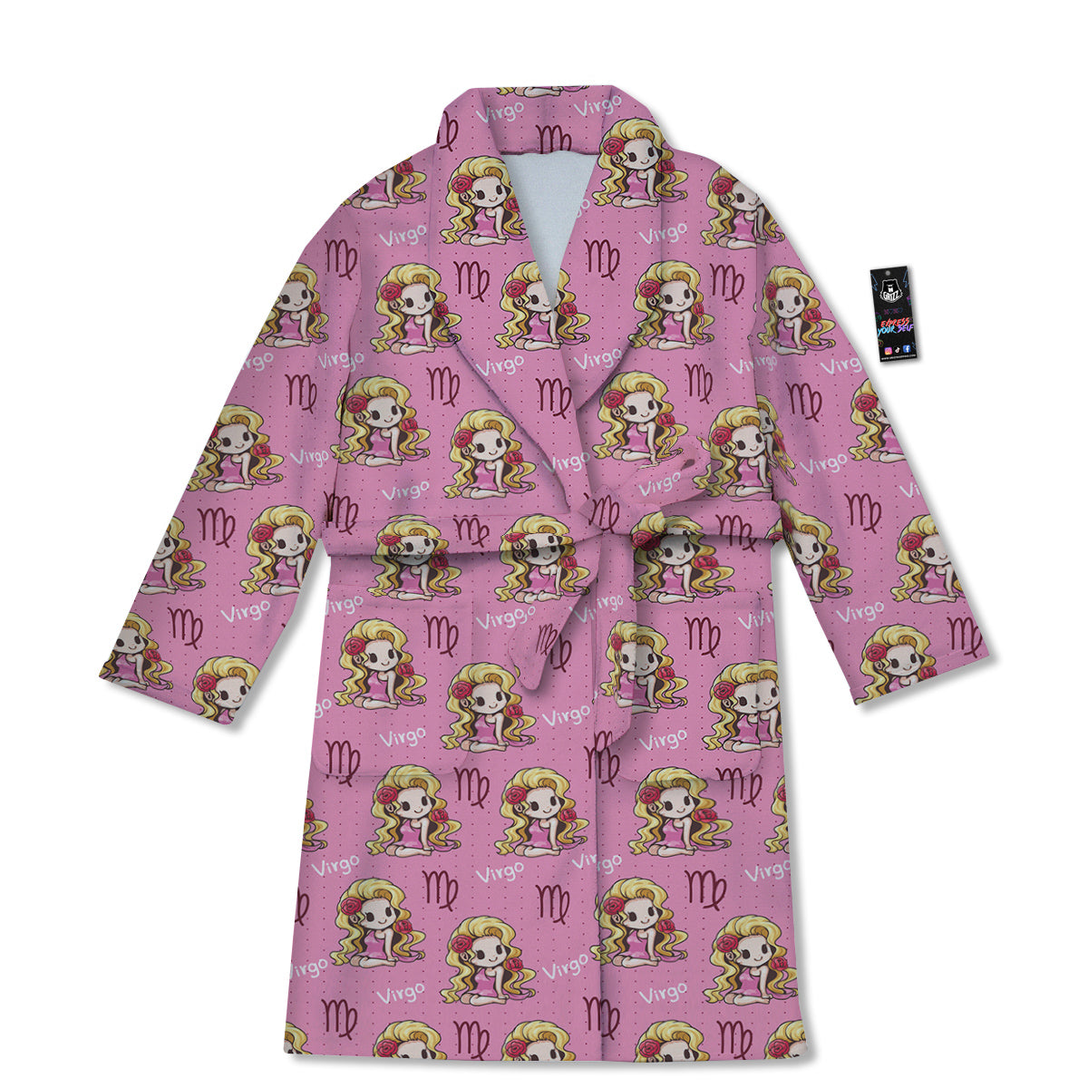 Virgo Cute Cartoon Print Pattern Bathrobe-grizzshop
