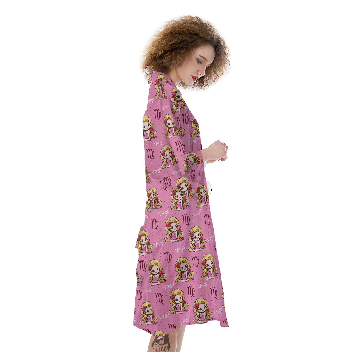 Virgo Cute Cartoon Print Pattern Kimono-grizzshop
