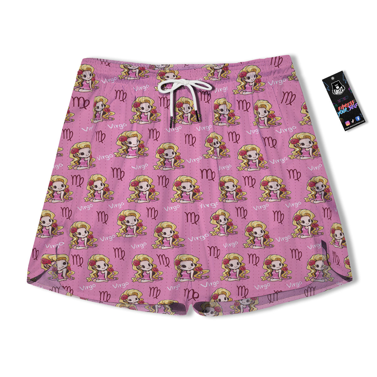 Virgo Cute Cartoon Print Pattern Men's Running Shorts-grizzshop