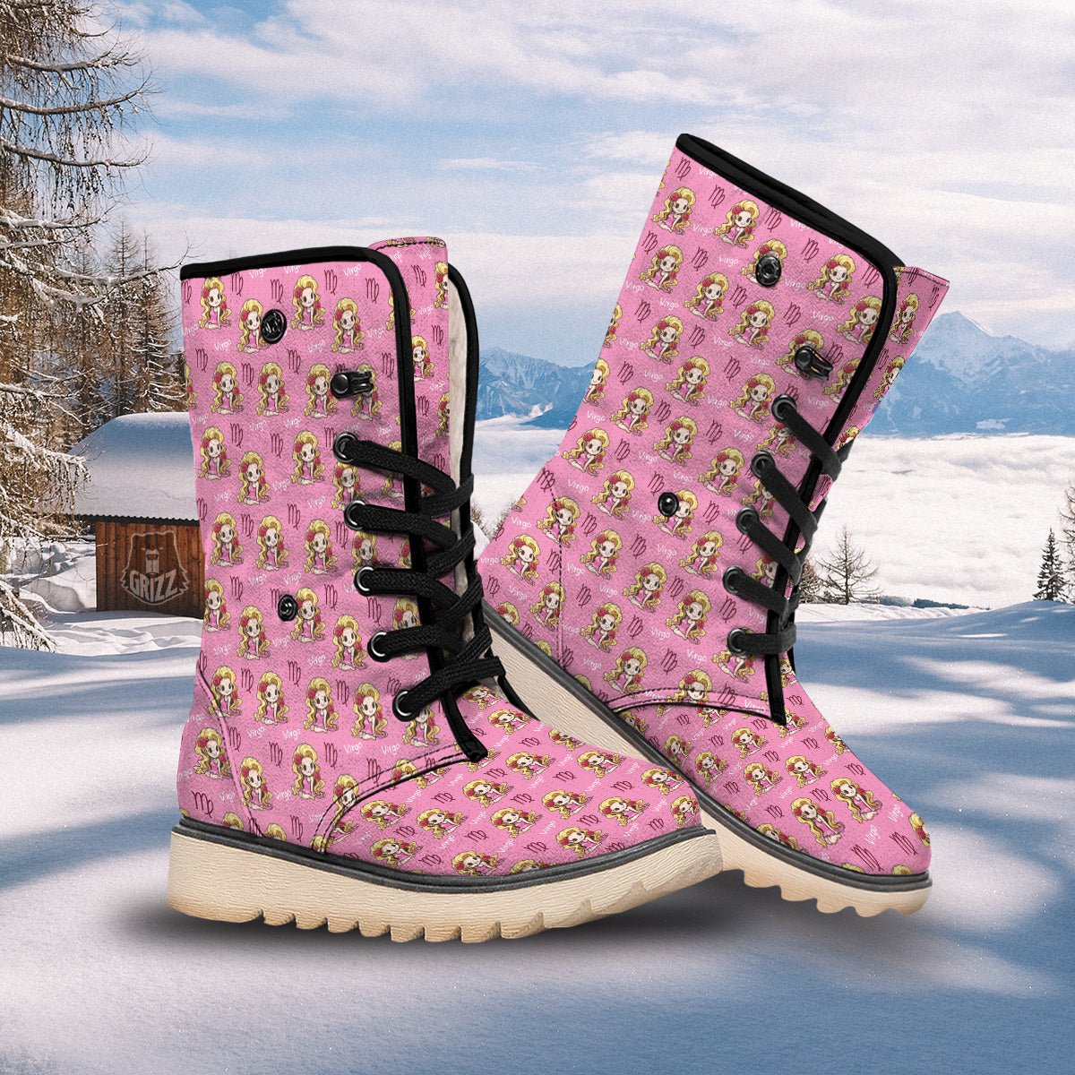 Virgo Cute Cartoon Print Pattern Snow Boots-grizzshop