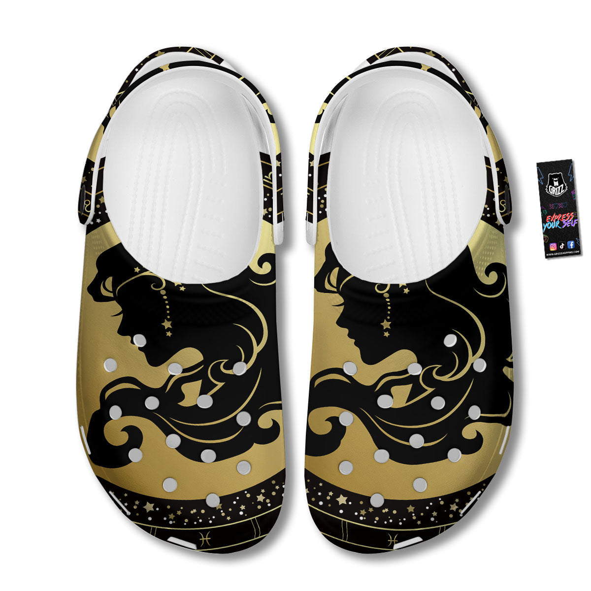 Virgo Sign Black And Gold Print Clog-grizzshop